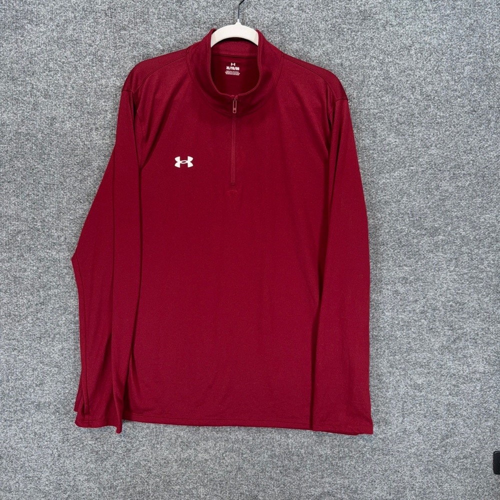Under Armour Shirt Mens XL Maroon 1/4 Zip Tech Performance Activewear Pullover